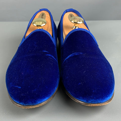 DEL TORO Size 9.5 Royal Blue Textured Velvet Slip On Loafers