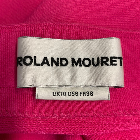 ROLAND MOURET Size 6 Hot Pink Jersey Knit Fluted Midi Skirt
