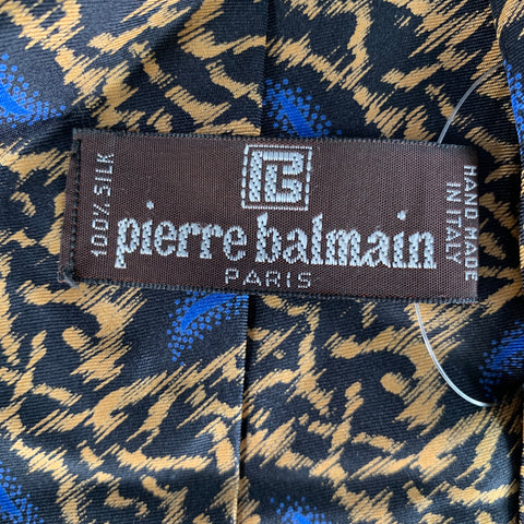 PIERRE BALMAIN Blue Mustard Geometric Silk Tie