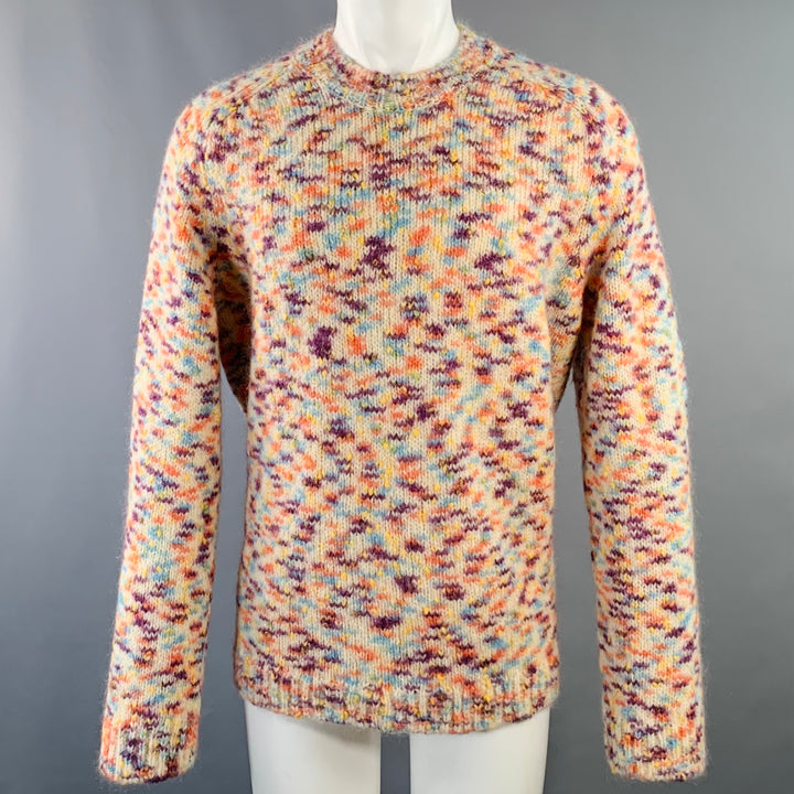 A.P.C. Size M Cream Multi Color Melange Wool Blend Crew Neck Sweater