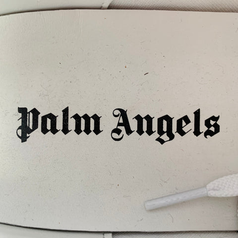 PALM ANGELS Size 9 White Black Leather Lace-Up Low Top Sneakers