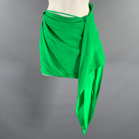 GAUGE 81 Size XS Green Silk Draped Mini Skirt