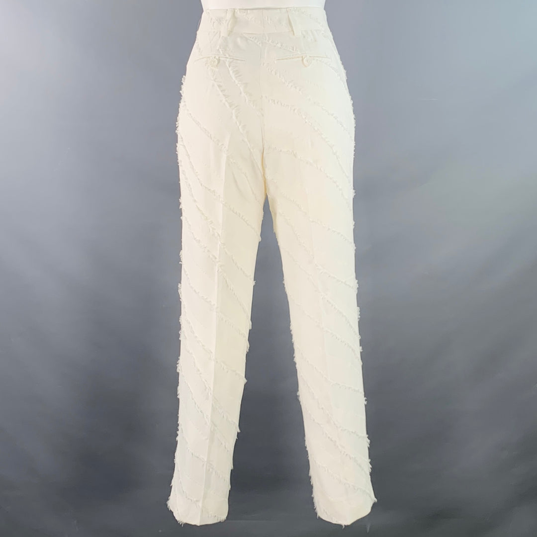 ZADIG & VOLTAIRE Size XS White Viscose Cotton Textured Tapered Zip Fly Dress Pants