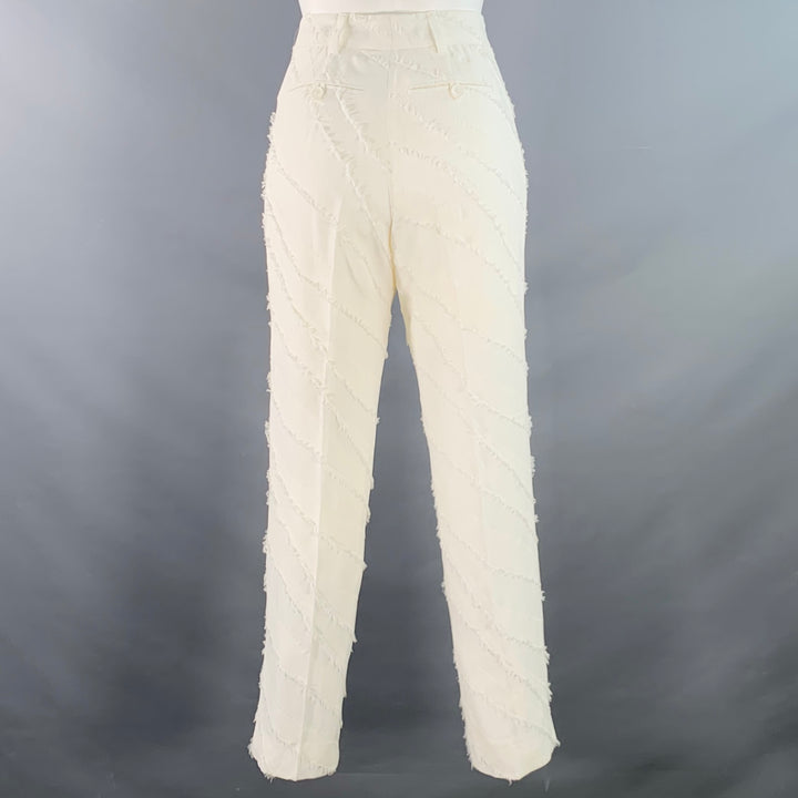 ZADIG & VOLTAIRE Size XS White Viscose Cotton Textured Tapered Zip Fly Dress Pants