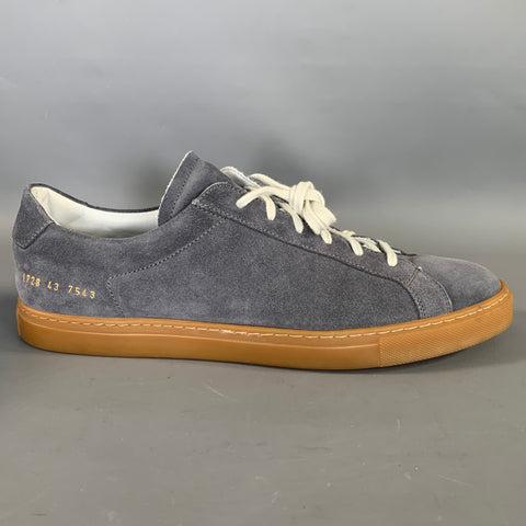 COMMON PROJECTS Size 10 Grey Tan 1728 43 7543 Leather Low Top Lace Up Shoes