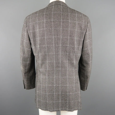 CANALI Size 40 Grey Black Glenplaid Wool Cotton Sport Coat CANALI