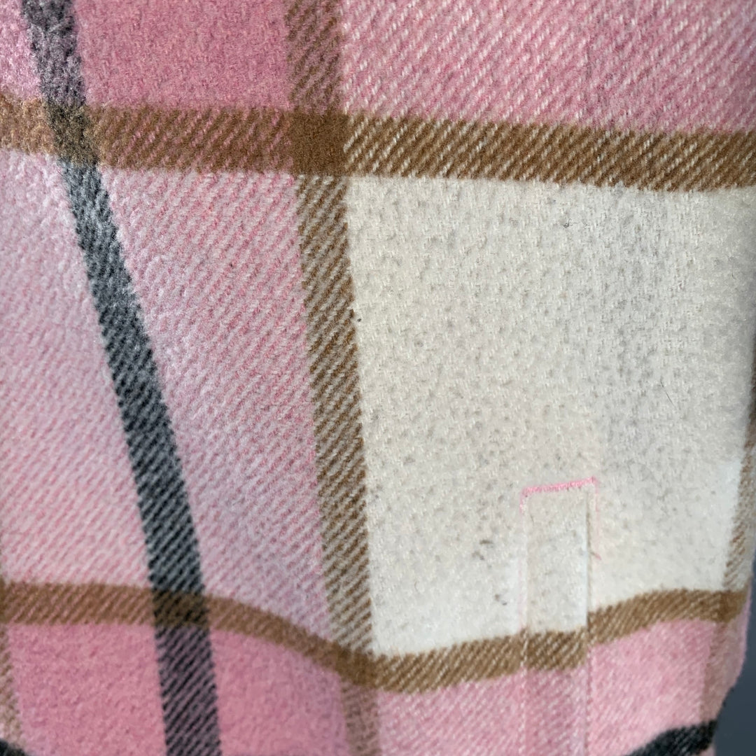 KITH Size XS Pink Black White Plaid Cotton Long Sleeve Shirt Jacket