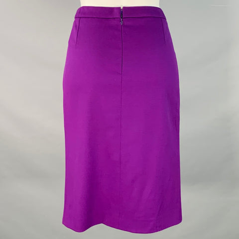 V2 by VERSACE Size 6 Purple Wool Blend Pencil Knee Length Skirt
