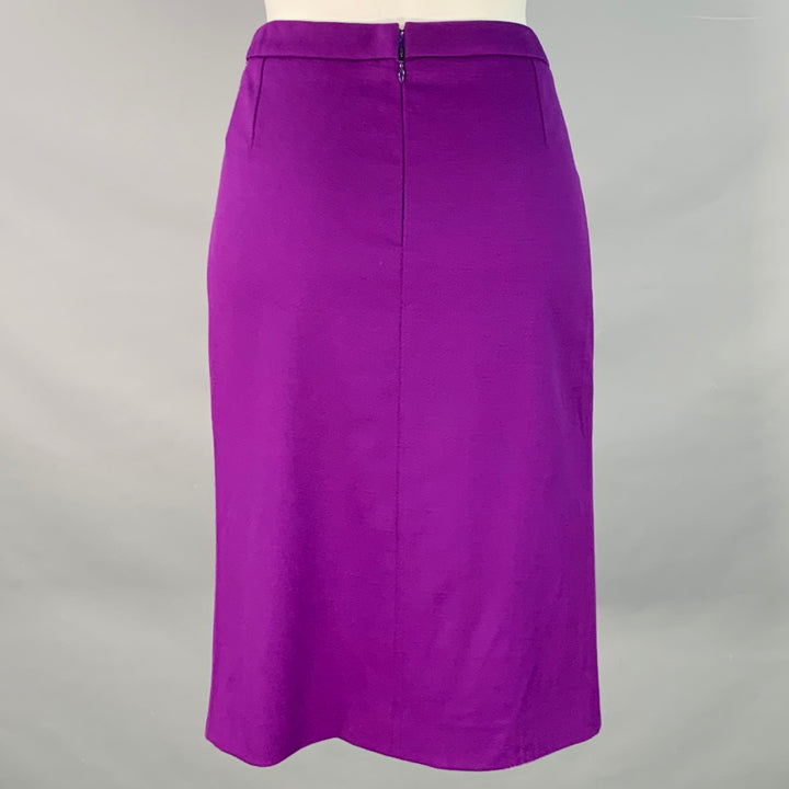 V2 by VERSACE Size 6 Purple Wool Blend Pencil Knee Length Skirt