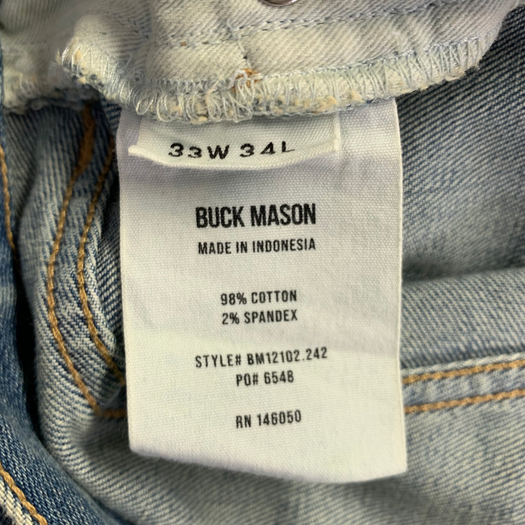 BUCK MASON Size 33 -Ford Standard- Blue Cotton Blend Button Fly Jeans