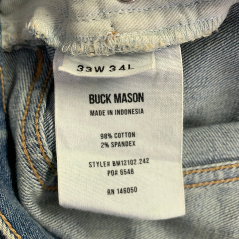 BUCK MASON Size 33 -Ford Standard- Blue Cotton Blend Button Fly Jeans