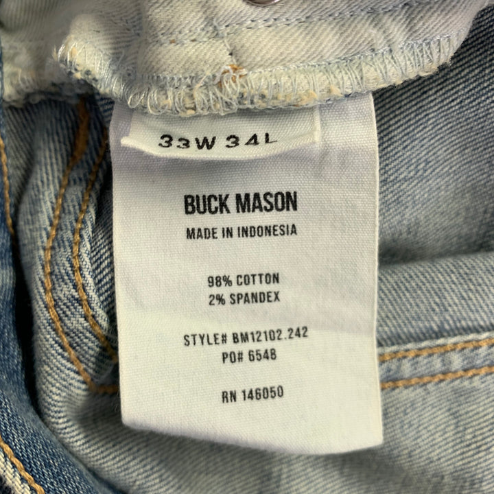 BUCK MASON Size 33 -Ford Standard- Blue Cotton Blend Button Fly Jeans