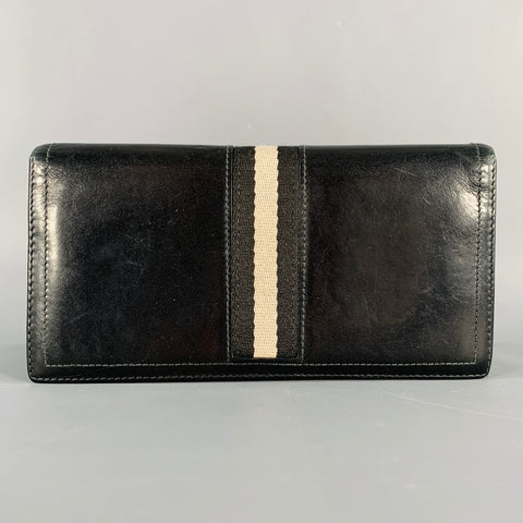 BALLY Black Grey Stripe Leather Wallet