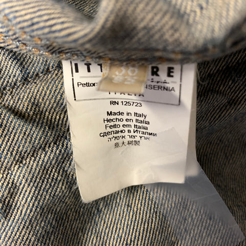 GALLIANO Size 38 Blue White Paint Splatter Cotton Denim Jacket