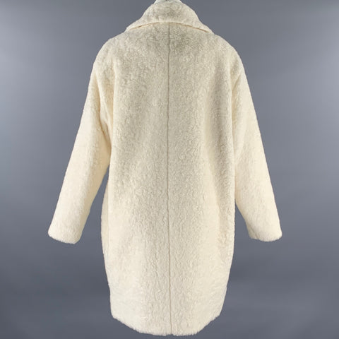 KATE SPADE Size XL Cream Acrylic Blend Faux Fur Peacoat