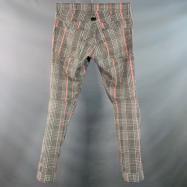 G-STAR Size 30 Black White Glenplaid Cotton Tapered Button Fly Casual Pants