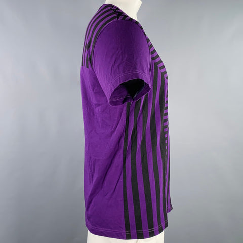 VERSACE JEANS Size L Purple Black Print Crew Neck T-shirt