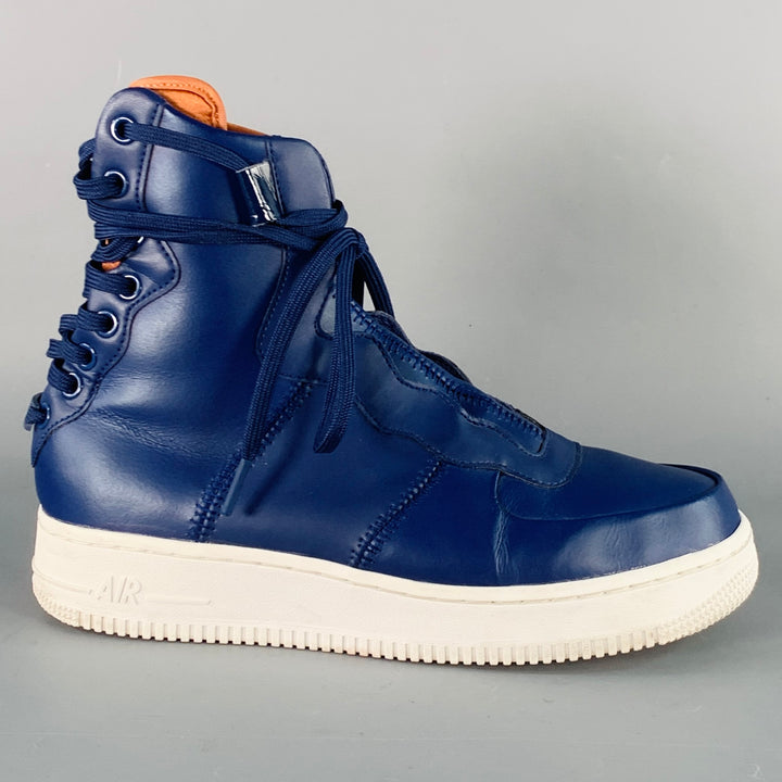 NIKE Size 8.5 Air Force 1 Rebel XX Blue Leather High Top Sneakers