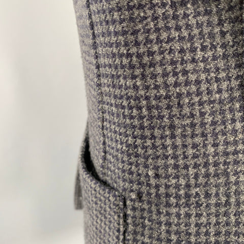 MICHAEL KORS Size 8 Grey Navy Houndstooth Virgin Wool Cashmere Jacket