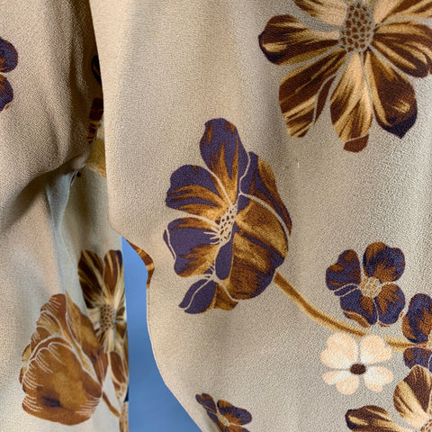 Chemise à manches longues oversize AMI by ALEXANDRE MATTIUSSI Taille M Marron fauve à motifs floraux et une poche