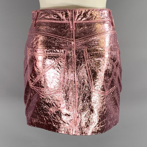 ZADIG & VOLTAIRE Size XS Pink Leather Metallic Mini Skirt