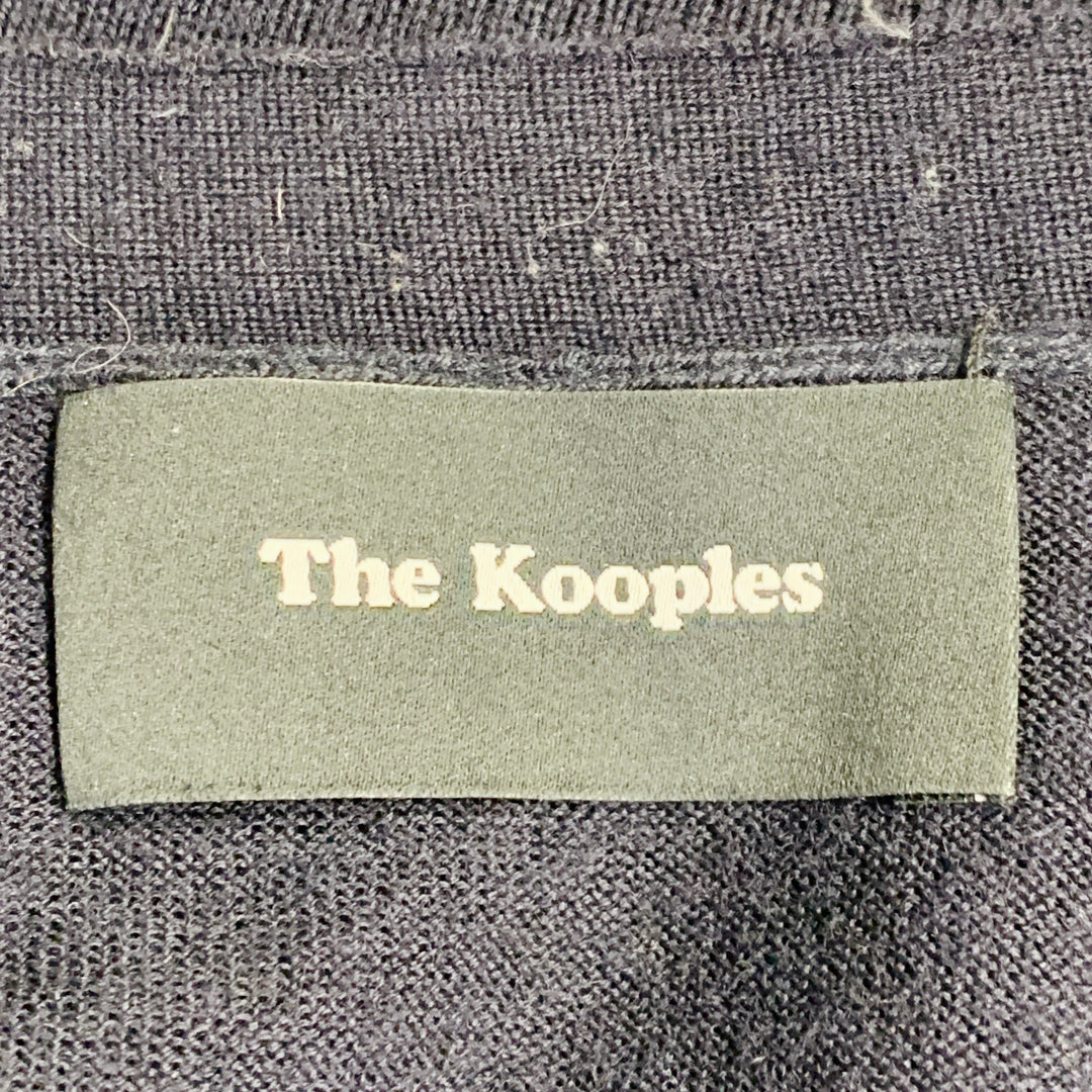 THE KOOPLES Size M Navy Black Merino Wool Skull Buttons V-Neck Cardigan