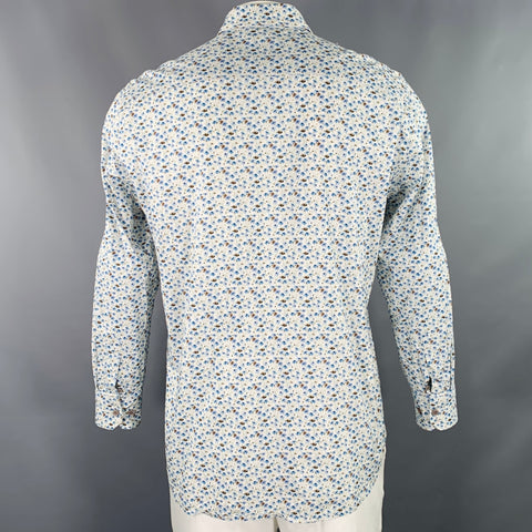HAUPT Size L Grey Blue Floral Long Sleeve Shirt