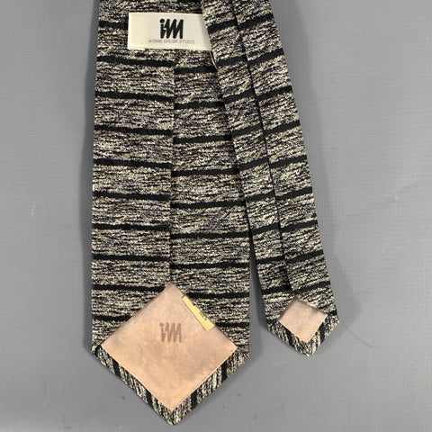 ISSEY MIYAKE Black Tan Lines Silk Tie