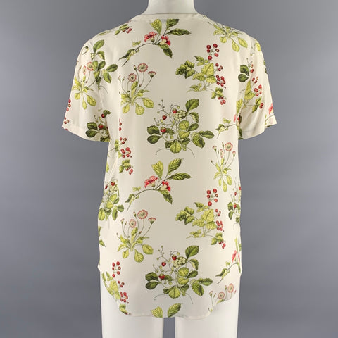 EQUIPMENT Size XS Indigo Green Silk Floral Casual Top