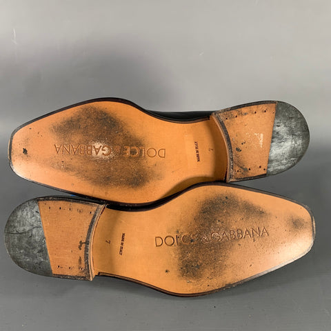 DOLCE & GABBANA Size 8 Black Leather Slip On Loafers