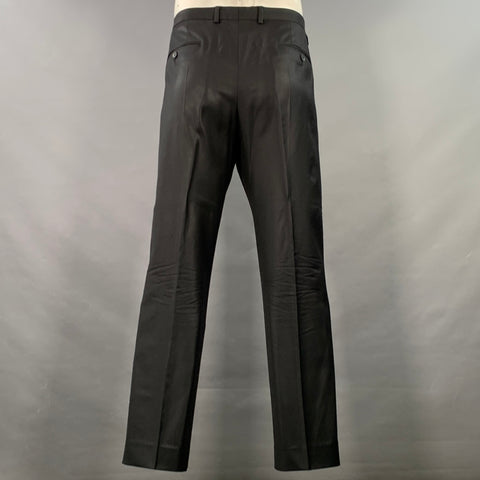HUGO BOSS Size 44 Black Wool Single Breasted Notch Lapel Suit
