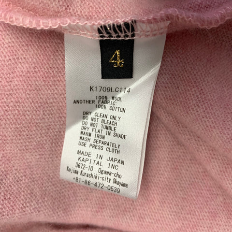 KAPITAL Size XL Pink Heather Textured Wool Button Up Long Sleeve Shirt