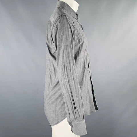 Chemise en coton gris CO-OP à col étalé et manches longues, taille M