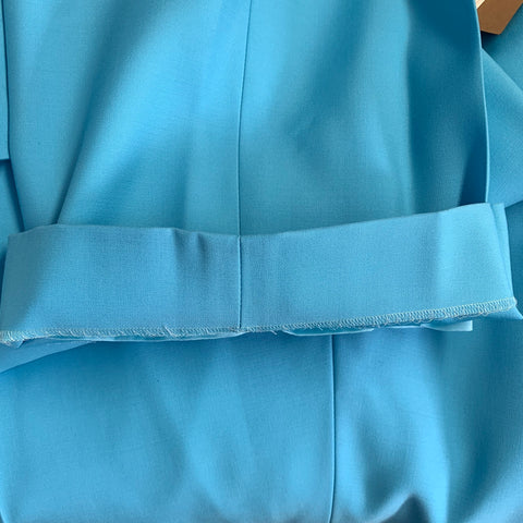 BURBERRY Size 38 Aqua Wool Peak Lapel Double Breasted Suit