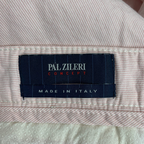 PAL ZILERI Taille 36 Pantalon décontracté en coton à rayures blanches et roses 5 poches