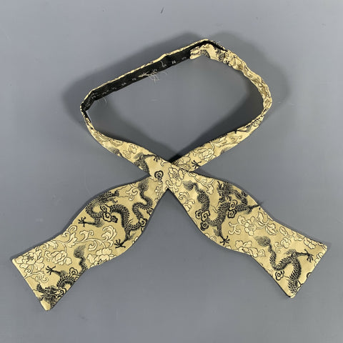 BARUCH SHEMTOV Gold Black Chinoiserie Bow Tie