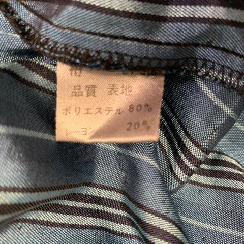 VINTAGE Size L Blue Black Stripe Polyester Blend Dolman Sleeve Cardigan