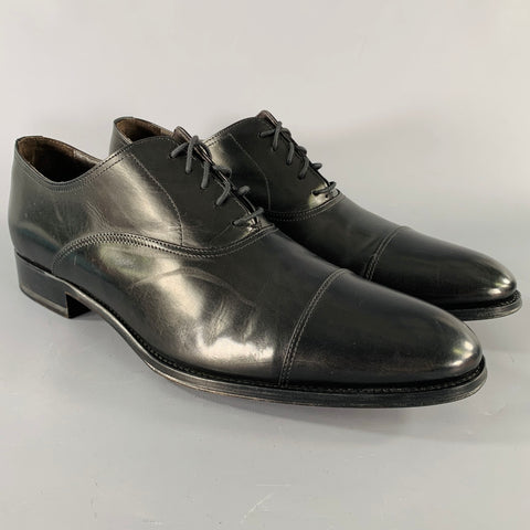 TO BOOT NY Size 11 Black Solid Leather Cap Toe Lace Up Shoes