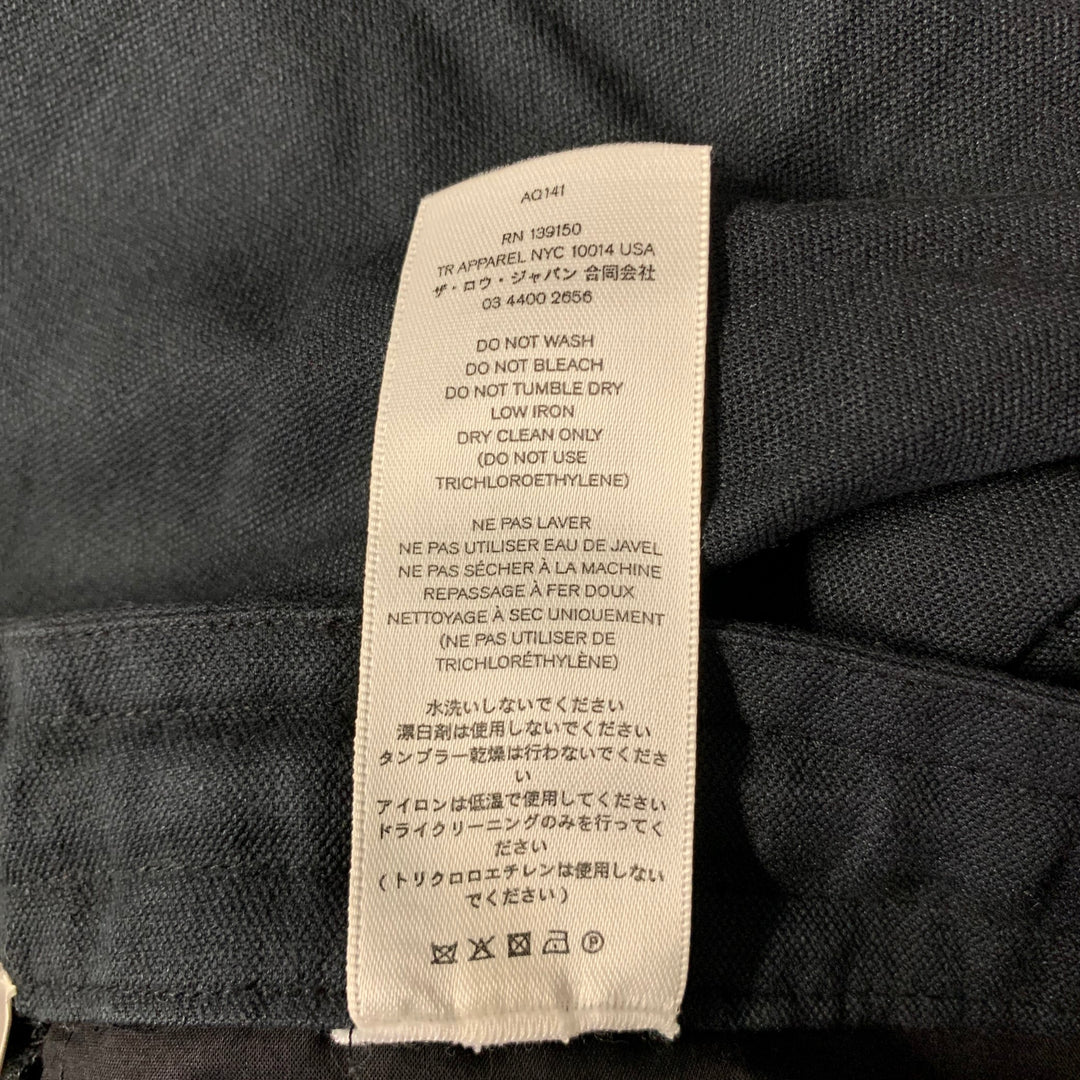 THE ROW Size 10 Navy Silk Linen Drawstring Pants