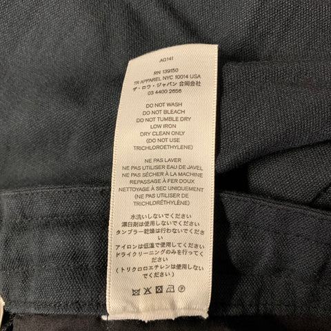 THE ROW Size 10 Navy Silk Linen Drawstring Pants