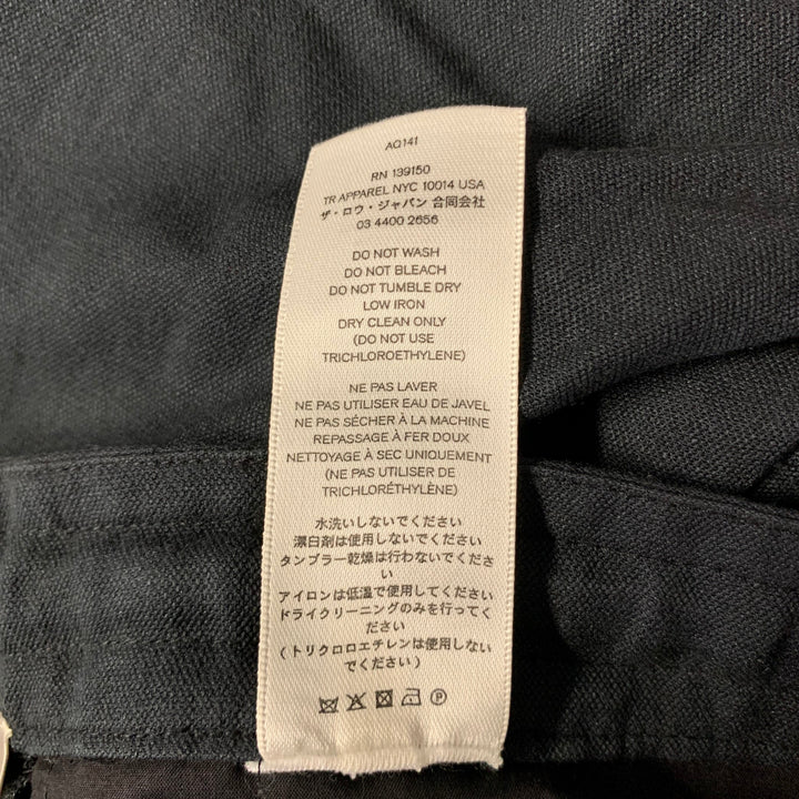 THE ROW Size 10 Navy Silk Linen Drawstring Pants