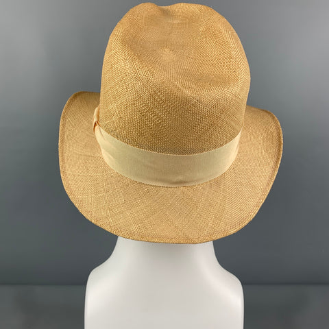 Vintage PAUL STUART Beige Straw Fedora Hat