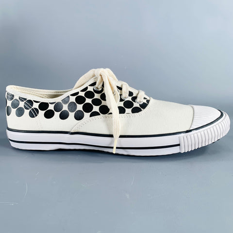 COMME des GARCONS Winter 2014 Size 9 Cream Black Polka Dot Canvas Sneakers
