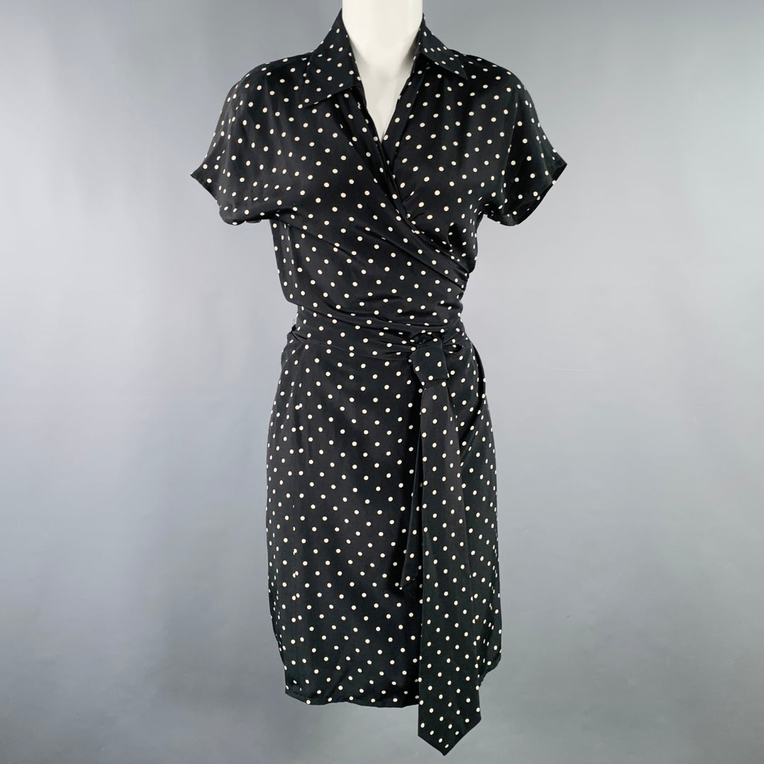 chinese dress ladies MAX MARA Size M White Black Silk Polka Dot Wrap Dress – Sui Generis  Designer Consignment
