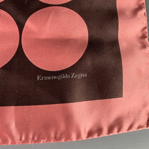 ERMENEGILDO ZEGNA Pink Brown Dots Silk Pocket Square