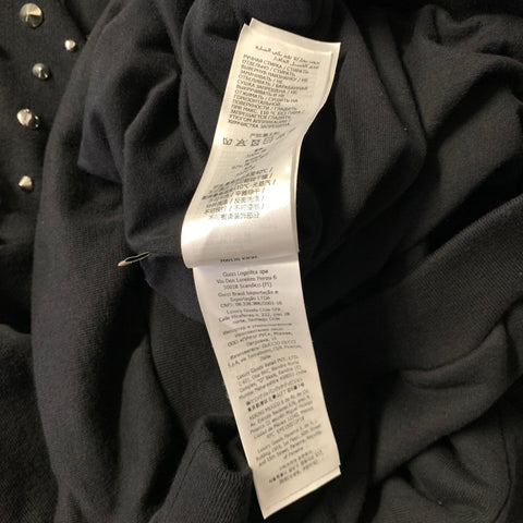 GUCCI Size XL Black Studded Cotton Hooded Sweatshirt