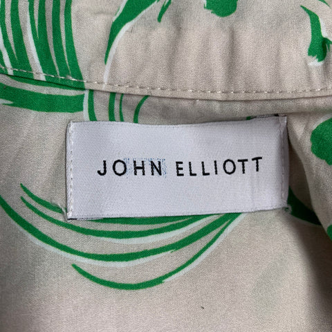 JOHN ELLIOTT Size XS Beige Green Abstract One Pocket Short Sleeve Shirt