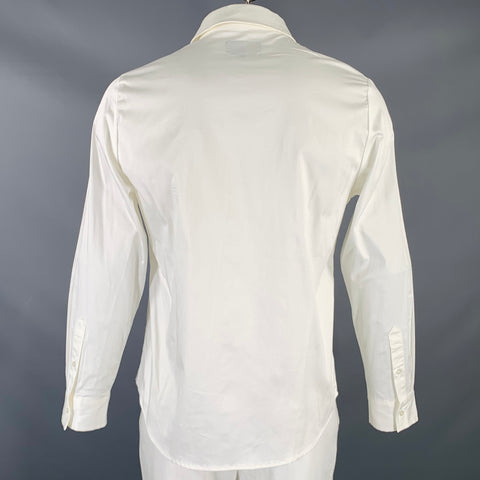 GLAMB x REZARD Size L White Black Print Cotton Blend Long Sleeve Shirt