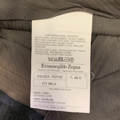 ERMENEGILDO ZEGNA Size 32 Dark Charcoal Black Heather Wool Slim Fit Dress Pants