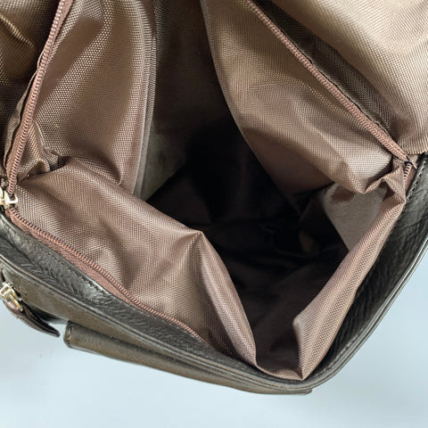 FREE PEOPLE Brown Crackled Leather Shoulder Bag